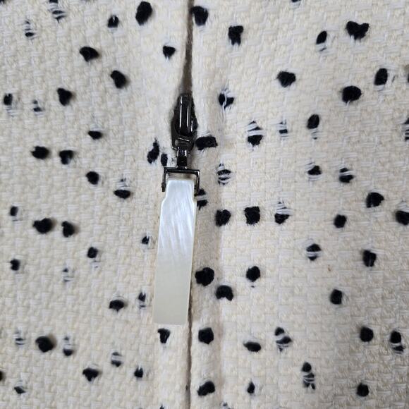 VTG Dana Buchman Wool Blend Jacket sz 14 Ivory Black Zip Up Front Made in Italy - Picture 5 of 15